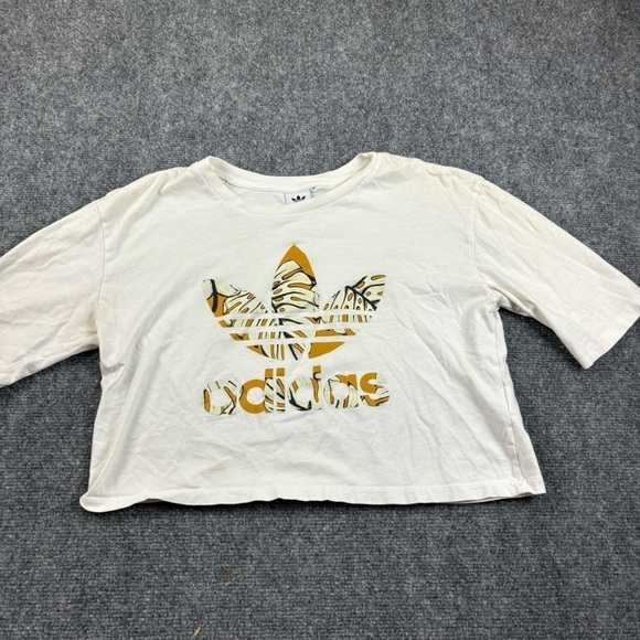 ADIDAS Women’s Logo Cropped T-Shirt Trefoil Logo w/Palms size: Medium - Picture 1 of 8